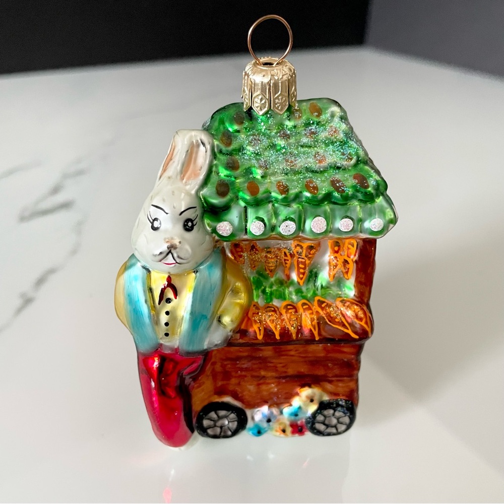 Carrot Cart Bunny Ornament by Christopher Radko - Picture 2 of 9